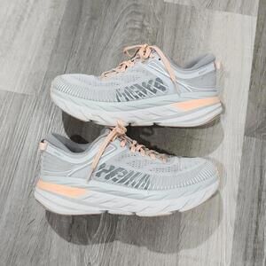 Hoka One Bondi 7 1110519 HMSH Harbor Mist Gray Running Gym Shoes Womens 7.5